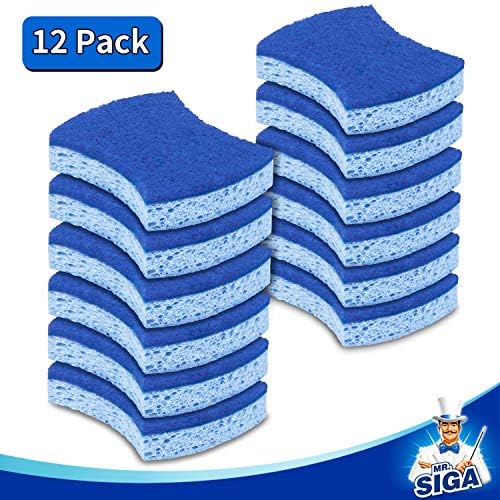 MR.SIGA Non-Scratch Cellulose Scrub Sponge, Dual-Sided Dish Sponge, 12 Pack - Image 6