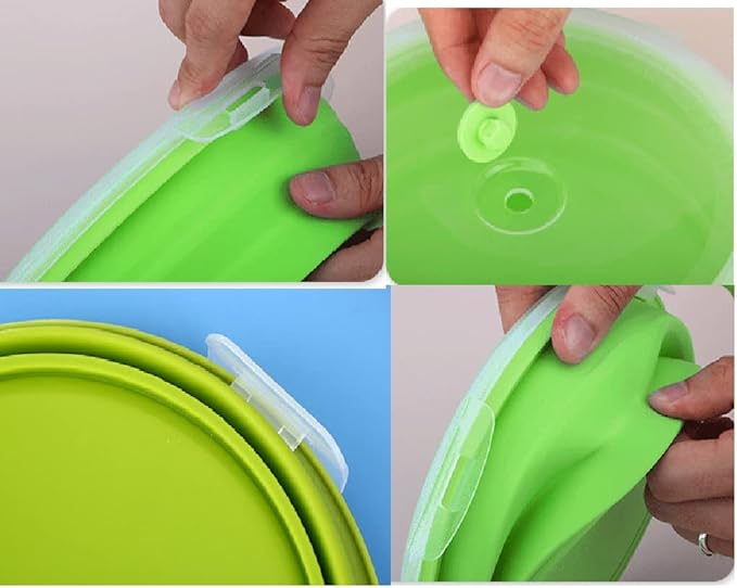 3Pack Collapsible Silicone Food Storage Containers with Lid 27OZ Foldable Lunch Bowl for Microwave Freezer Dishwasher Safe 800ml