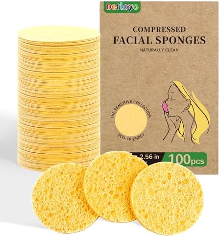 100-Count Compressed Facial Sponges, Yellow by Derloyo