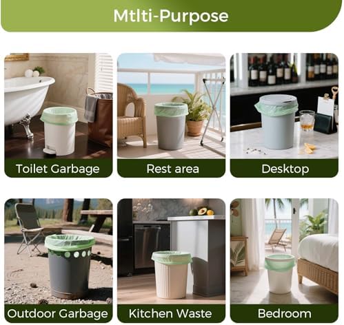 3 Gallon Compostable Trash Bags with Handle-Tie, Thick 0.67 Mil, 11.36 Liter, 80 Bags, Small Kitchen Food Scrap Waste Bag, ASTM D6400, US BPI and OK Compost Home Certified - Image 5