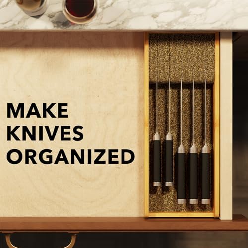 SpaceAid Knife Drawer Organizer Bamboo Insert Dock, Kitchen Steak Knives Holder Organizers Block for Drawer in Storage Organization (Small) - Image 3