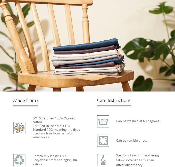 Wild & Stone Organic Cotton Tea Towels, Set of 2, GOTS Certified, 27x19 in - Image 3