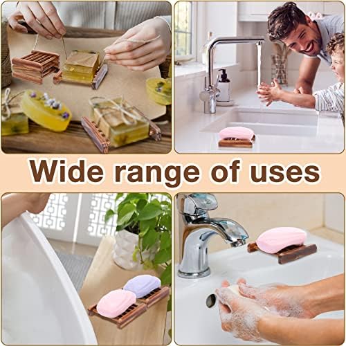 Amyhill 50 Pcs Bamboo Soap Dish Bulk Soap Holder Draining,Charcoal Color - Image 3
