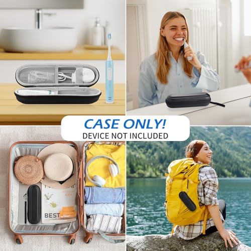 Toothbrush Travel Case for Oral B/Oral-B Pro 1000 1500 5000 7000 & Philips Sonicare 4100 1100 5300 5100 6100/iO Electric Toothbrush, Hard Protective Storage Bag (Black case with toothbrush cap) - Image 5