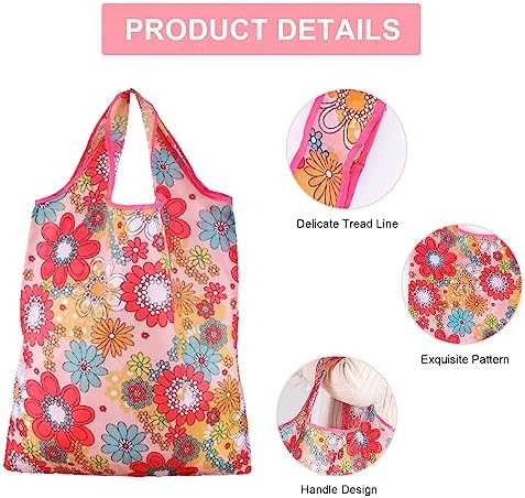 Reusable Floral Grocery Bag 35 Pack Foldable Machine Washable Bag - Image 4