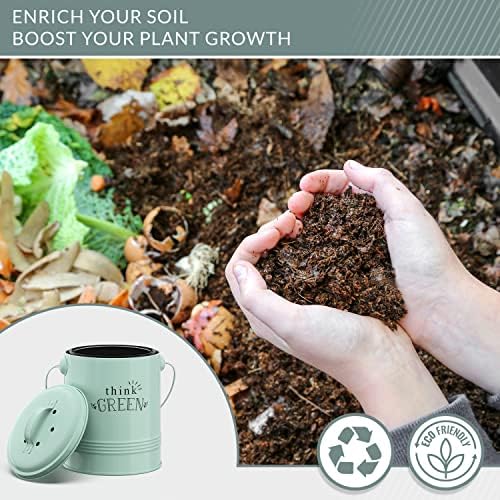 Barnyard Designs 1.2 Gallon Kitchen Counter Compost Bin with Lid (Mint) - Image 6