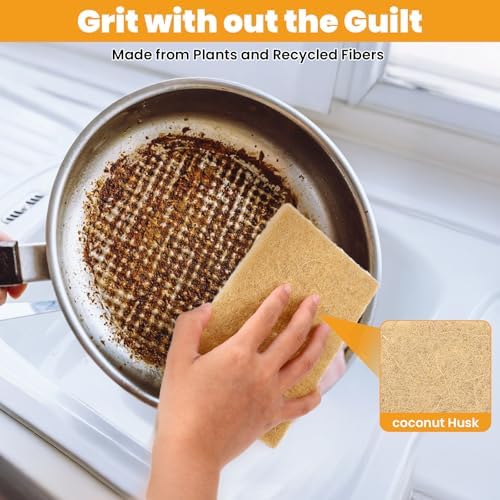 Kifmurase 60PCS Natural Kitchen Sponges, Eco-Friendly Plant-Based Sisal Sponges for Dishes, Non-Scratch Cleaning Scrub Pads, Heavy Duty Dishes Pan and Pot Scrubber for Kitchen Bathroom Household - Image 3