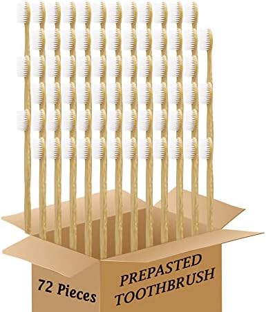 Bamboo Toothbrush Prepasted Disposable Toothbrsuh Soft Bristles Prepasted Toothbrush,Disposable Toothbrsuh (72 White) by Unknown