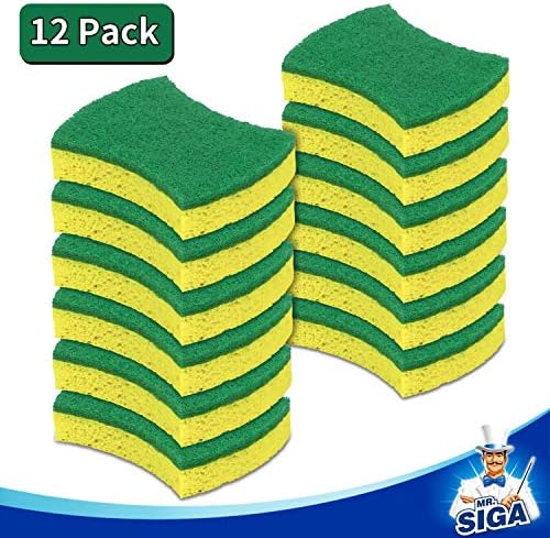 MR.SIGA Heavy Duty Cellulose Scrub Sponge, Dual-Sided Dish Sponge, 12 Pack - Image 4