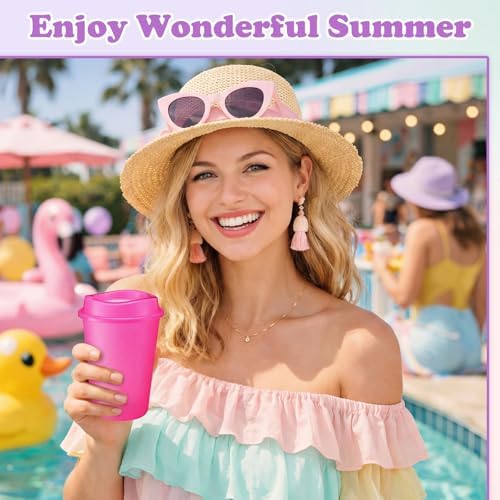 Honeydak 45 Pack 12 oz Reusable Coffee Cups with Lids Portable Tea Cups Reusable Hot Coffee Mugs Tumblers Bulk Plastic Tumblers Travel Drinks Mugs for Hot and Cold Drinks (Bright Colors) - Image 5
