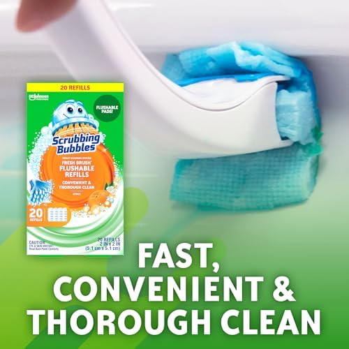Scrubbing Bubbles Flushable Toilet Bowl Wand Cleaner Refills, Fresh Brush Cleaner Toilet Refill Pads, Removes Limescale & Odors, Citrus Scent,20 Count (Pack of 4) - Image 3