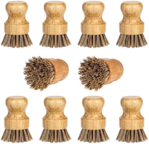 12 Packs Dish Scrub Brush Washing Scrubbers Kitchen Palm Pot Brush Brown by WLLHYF