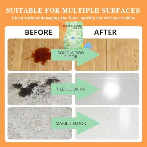 Floor Cleaning Tablets, 12pcs Floor Cleaner Tablets Hard Floor Cleaner Tablets, Floor Cleaning Tablets for Mopping, Pre-Measured Dissolvable Cleaning Solution for Wood Tile Marble, Lemon Scent (24PCS) - Image 6