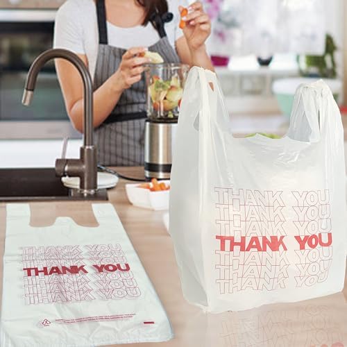 TashiBox 1000 Ct plastic bags/Shopping Bags/Thank You Bags/Reusable and Disposable Grocery Bags - Measures 11.5" X 6.25" X 21", 15mic, 0.6 Mil - Image 2