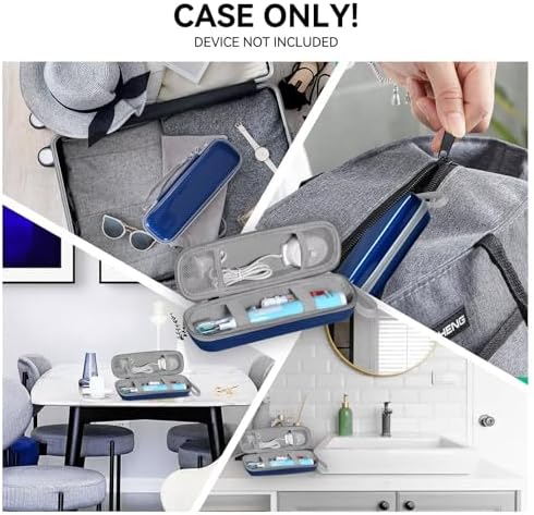 Travel Case for Oral-B/Oral-B Pro/Phlips Sonicare Electric Toothbrush with 2pcs Toothbrush Heads Cover Cap, Portable Hard Protective Storage Bag with Accessories Storage (Blue) - Image 7