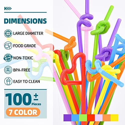 [Individually Wrapped] 100 Pcs Colorful Flexible Plastic Straws - Image 3