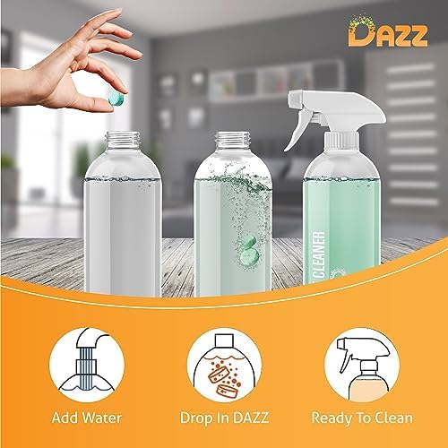 DAZZ Whole House Starter Kit (3 Reusable Spray Bottles, 6 Refills) Natural All Purpose Cleaner, Glass and Window Cleaner, and Bathroom Cleaner - Eco Friendly, Non Toxic - Image 5