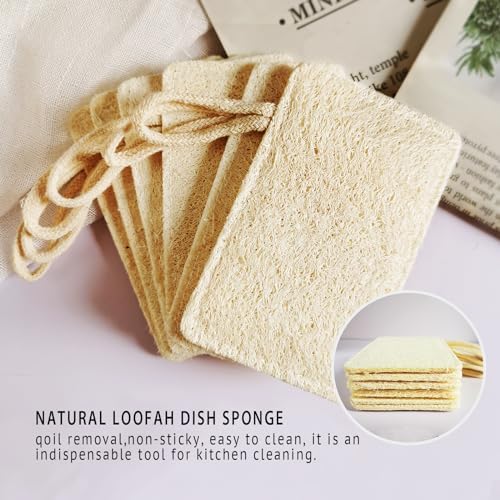 YIOINGJIE Natural Loofah Kitchen Dish Sponges,6 Pack - Image 3