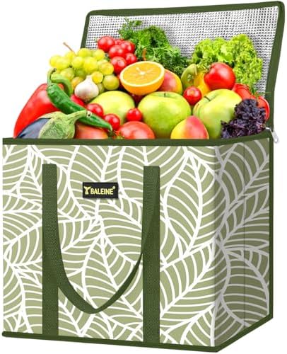 BALEINE 1PK Insulated Reusable Grocery Bag, Heavy Duty Shopping Tote by BALEINE