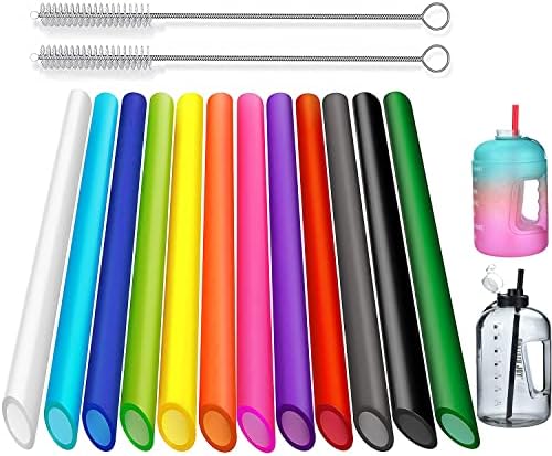 ALINK 12 Pcs Reusable Boba Straws, 13-inch Extra Long Wide Smoothie Straws by ALINK