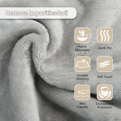 Nugilla Makeup Remover Cloths, 8 Packs Makeup Remover Towels Reusable Face Wash Cloth, Soft Microfiber Face Cloth for Women(Light Grey) - Image 3