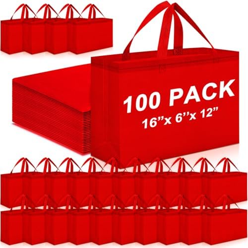 Windyun Reusable Grocery Bags Large Non Woven Shopping Bags with Handles Foldable Portable Tote, 16x6x12 Inch by Windyun