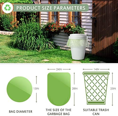 Jaoul Trash Bags 8 Gallon, Medium Garbage Bags, 0.67 Mil Extra Strong Trash Bags for 30 Liter Trash Can, Suitable for Kitchen, Bathroom, Office, Restroom, Car, Green, 90 Counts - Image 2