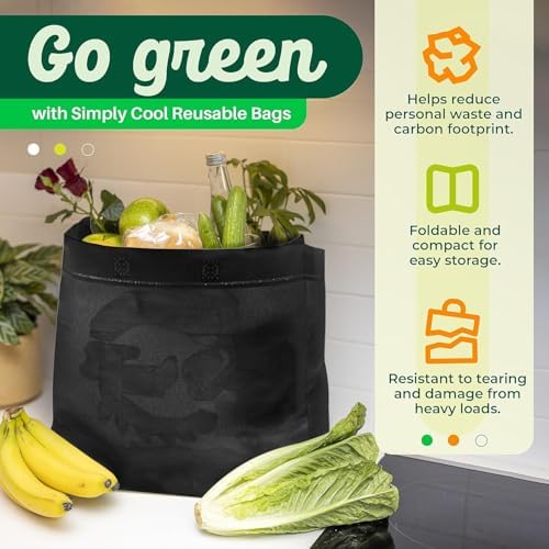 Simply Cool 400 Pack Reusable Grocery Bags, Medium Tote Bags Bulk, Black - Image 2