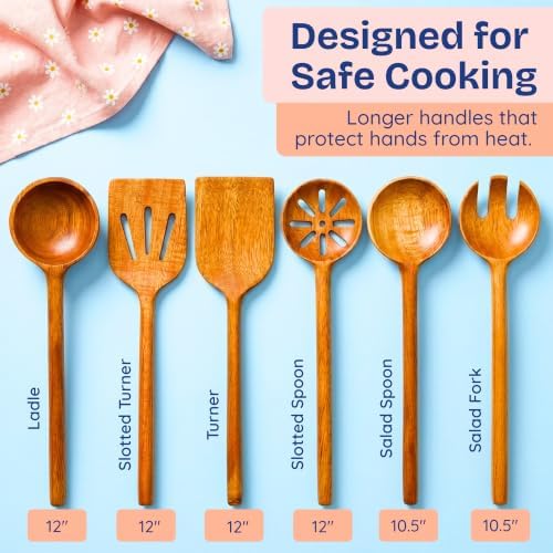 Non-Toxic Acacia Wooden Utensils Set, 6-Piece, Glue and Mineral Oil Free - Image 6