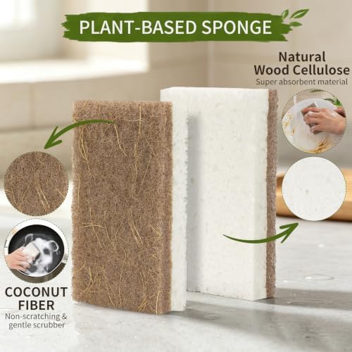 6 Pack Bamboo Dish Brush Set, Natural Dish Brush with Long Handle Bottle Brush, Wooden Dish Brush Set for Cleaning Dishes, Bottles, Pans and Vegetables - Image 5