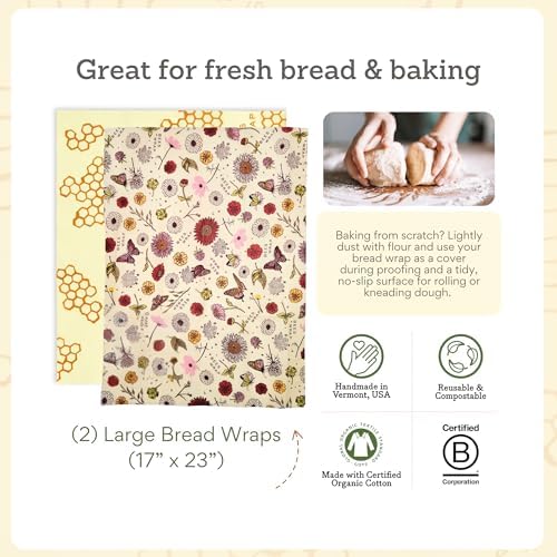 Bee's Wrap Beeswax Bread Wraps, 2 Pack - Meadow Magic & Honeycomb - Image 5