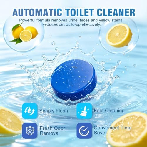12 Tablets Toilet Bowl Cleaner Tablets for Tank – Automatic Toilet Tank Cleaner Tablets, Blue Toilet Tablets for Hard Water & Toilet Ring Removal, Deodorizing Toilet Tablets, Septic Safe, 300 Flushes - Image 3