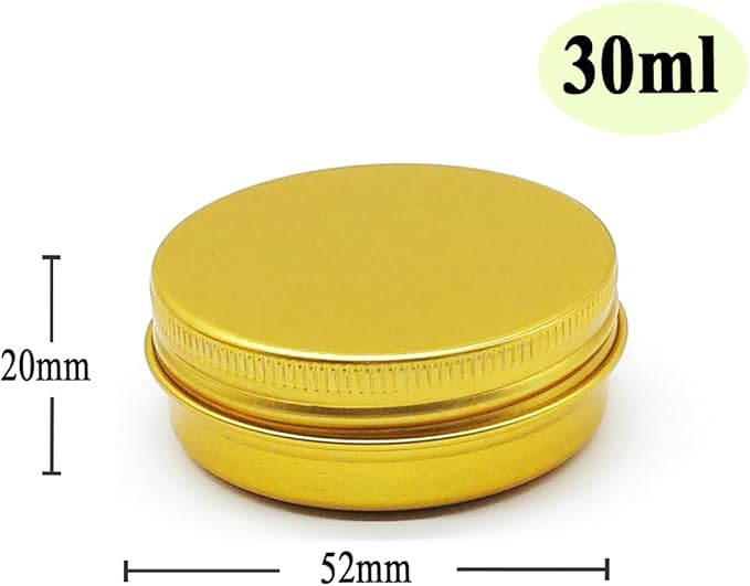 12pcs 1oz 30ml Aluminum Tin Jar, 30g Refillable Makeup Container, 30 Gram Gold Screw Lid Round Can Sample Pot for Cosmetic DIY, Handmade, Lip Balm, Cream, Salve, Toner, Candle, Paint, Scrub