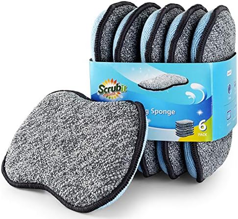 Multi-Purpose Scrub Sponges for Kitchen By Scrub- it - Non-Scratch Microfiber Sponge Along with Heavy Duty Scouring Power - Effortless Cleaning of Dishes, Pots and Pans All at Once(6 Pack, Large) by SCRUBIT