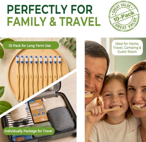 Bamboo Toothbrushes, Dual Bristle Soft & Medium, Deep Clean - Image 5