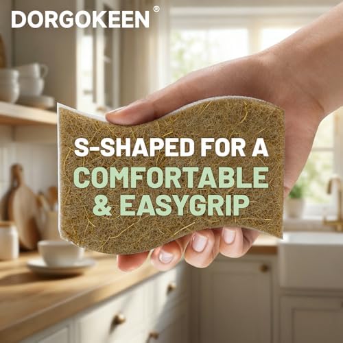 12 Pack Biodegradable Kitchen Dish Sponges, Natural Plant-Based Coconut Fiber and Compostable Cellulose Sponge, Non-Scratch Heavy Duty Sponges for Non-Stick Cookware, Kitchen Household Cleaning - Image 5