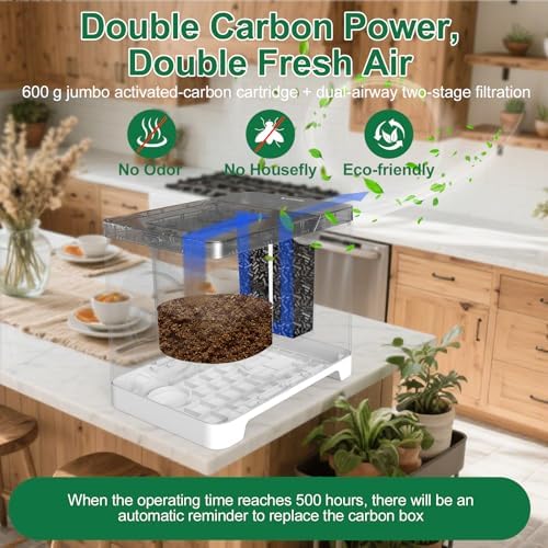 3L Electric Composter for Kitchen, Countertop Compost bin, One Touch Smart Model Handle Kitchen Waste, with Triple Grinding Blade, Carbon Filter, Auto-Cleaning, LED Touch Screen - Image 3