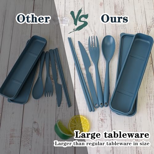 Large Reusable Travel Utensils with Case, Plastic Camping Cutlery Set - Image 2