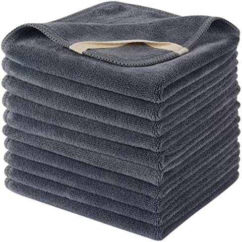 Microfiber Facial Cloths Fast Drying Washcloth 12inch x 12inch Grey 10 pack by SINLAND