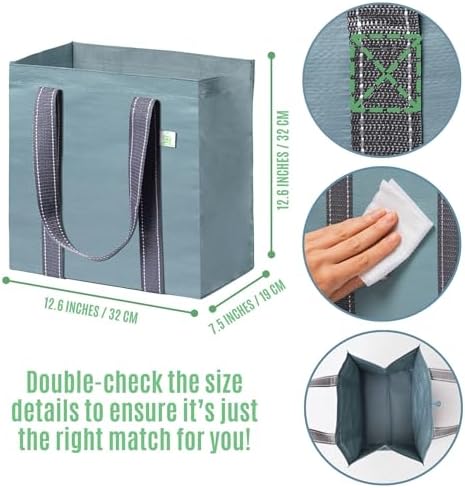 VENO 2/4 Pack Compact Reusable Grocery Shopping Bags with Hard Bottom - Image 2