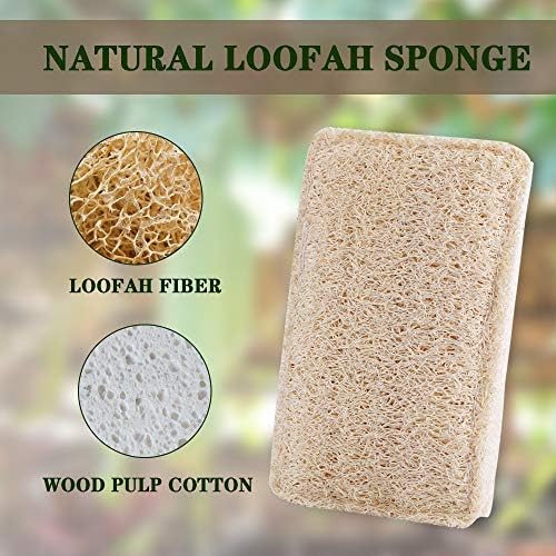 Loofah Dish Sponges Kitchen,Organic Natural Sponges for Dishes,Non Scratch Eco Friendly Biodegradable for Cleaning,6PCS - Image 2