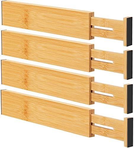 Bamboo Drawer Dividers, Adjustable Drawer Organizers, Fits 12.6–16" Drawers by Ryqtop