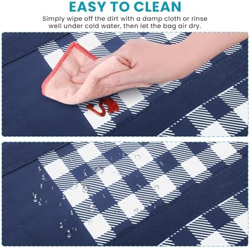 WOWBOX Reusable Grocery Bags,10-Pack, Foldable Reusable Shopping Tote Bags bulk with Reinforced Handles,Large Storage Bags with Water Resistant Coating for Groceries,Multipurpose,Blue-White - Image 6