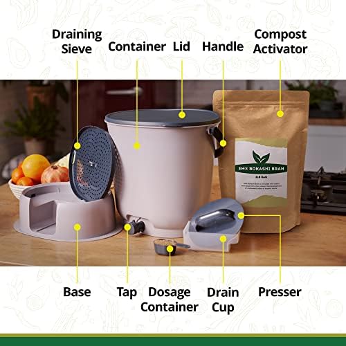 TeraGanix Bokashi Compost Starter Kit, Essential Bucket + Base, Indoor Composting, 15.3L (4gal) Capacity, Airtight, Odor & Pest-Free, Includes Bokashi Rice Bran & Liquid Collection Base, (Black) - Image 5