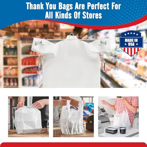 Fuxury 500 Pack Plain White Plastic Bags with Handles for Small Business - Image 5