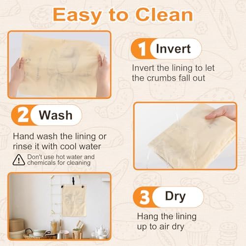 2 PACK Beeswax Sourdough Bread Bags for Homemade Bread, Reusable Cotton Beeswax Bread Bag Portable Waxed Storage All Natural Bees Wax Linen Bag Keep Fresh,13''×17'', 01 - Image 6