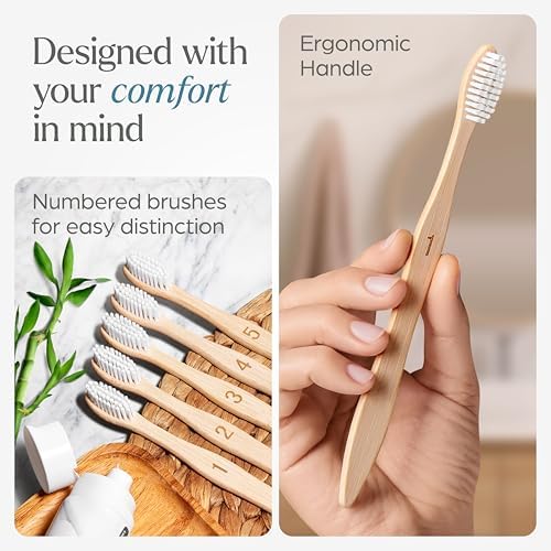 VIVAGO Bamboo Toothbrushes 10 Pack – Plant-Based Medium Bristles - Image 6