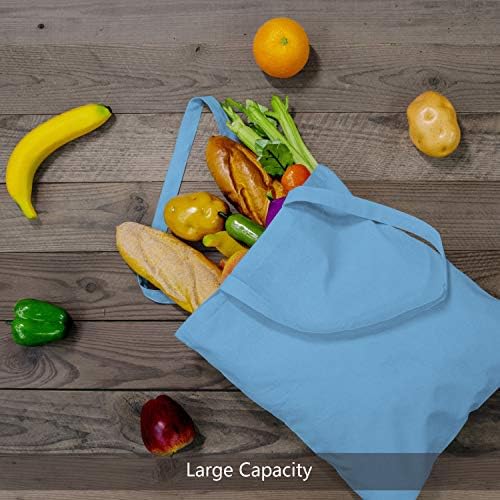 TOPDesign 12-Pack Economical 16"x15" Baby Blue Cotton Tote Bag, Lightweight Medium Reusable Grocery Shopping Cloth Bags, Suitable for DIY, Advertising, Promotion, Gift, Activity - Image 4