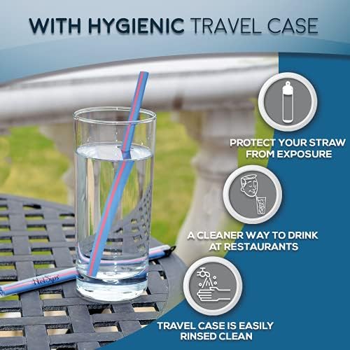Reusable Drinking Straws with Travel Case, Made in USA, Cups 12-32 oz - For Both Hot and Cold Beverages, Water/Coffee/Tea 4 Large 9.5" - Image 5