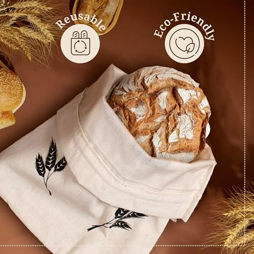 2 x Plastic Lined Bread Bags For Homemade Bread/Homemade Bread Storage Linen - XL 44cm x 35cm - Image 3